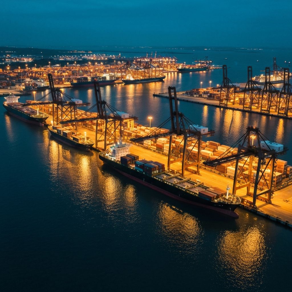 Aerial view of shipping port