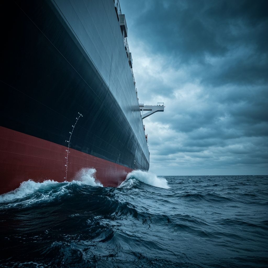 Cargo ship at sea